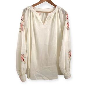 Vintage Cream Embroidered Blouse